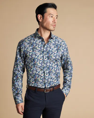 Charles Tyrwhitt Men's  Made With Liberty Fabric Semi-cutaway Floral Shirt In Blue