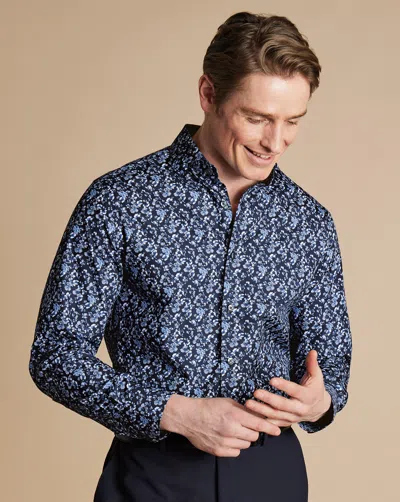 Charles Tyrwhitt Men's  Made With Liberty Fabric Semi-cutaway Large Floral Shirt In Blue