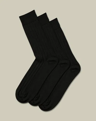 Charles Tyrwhitt Men's  Merino 3 Pack Socks In Black