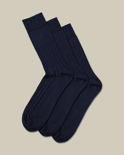 Charles Tyrwhitt Men's  Merino 3 Pack Socks In Blue