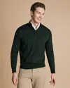Charles Tyrwhitt Men's  Merino Button Neck Sweater In Green