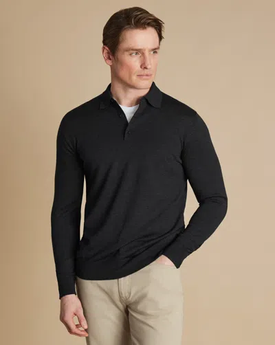 Charles Tyrwhitt Men's  Merino Button Neck Sweater In Grey