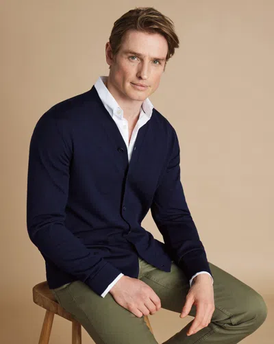 Charles Tyrwhitt Men's  Merino Cardigan In Blue