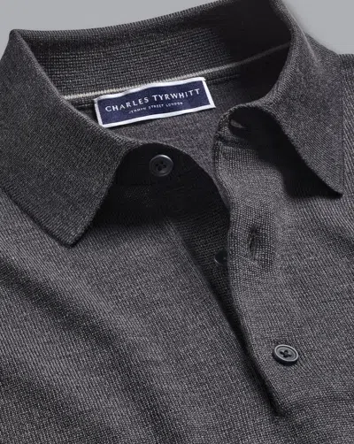 Charles Tyrwhitt Men's  Merino Polo Shirt Sweater In Grey