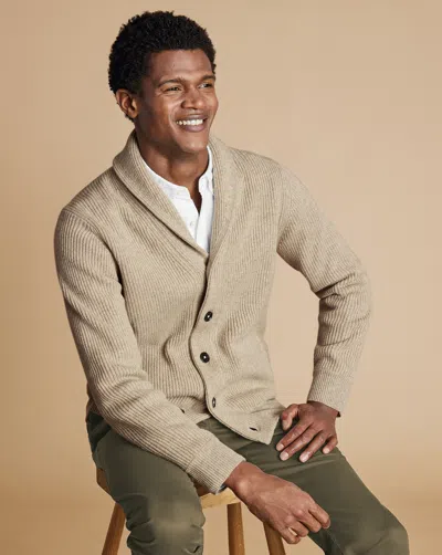 Charles Tyrwhitt Men's  Merino Shawl Neck Chunky Cardigan In Neutral