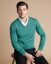 Charles Tyrwhitt Men's  Merino V-neck Sweater In Green