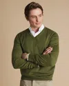 Charles Tyrwhitt Men's  Merino V-neck Sweater In Green