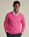 Charles Tyrwhitt Pure Merino Wool Crew Neck Jumper In Pink