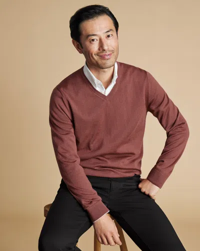 Charles Tyrwhitt Men's  Merino V-neck Sweater In Pink