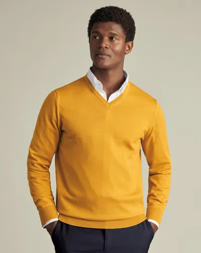 Charles Tyrwhitt Men's  Merino V-neck Sweater In Yellow