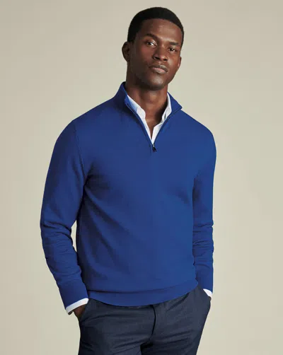 Charles Tyrwhitt Men's  Merino Zip Neck Sweater In Blue