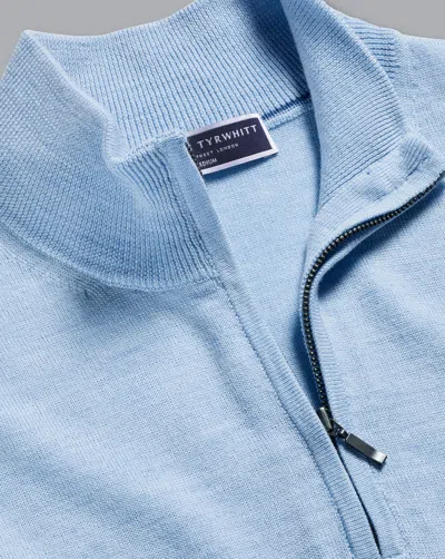Charles Tyrwhitt Men's  Merino Zip Neck Sweater In Blue