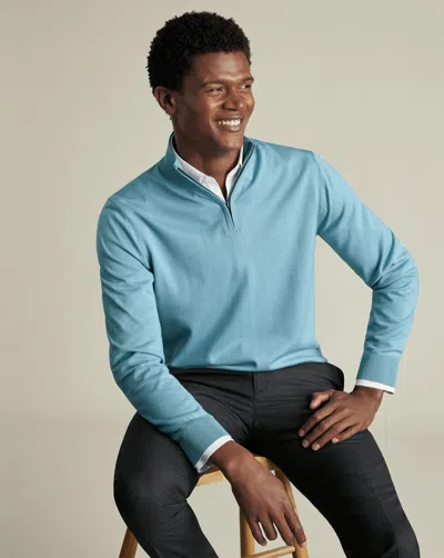 Charles Tyrwhitt Men's  Merino Zip Neck Sweater In Green