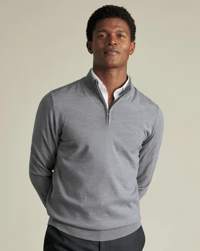 Charles Tyrwhitt Men's  Merino Zip Neck Sweater In Grey