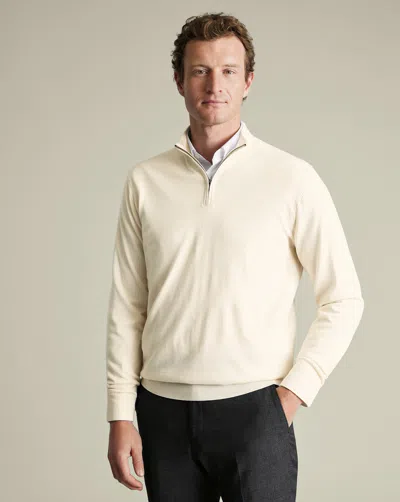 Charles Tyrwhitt Men's  Merino Zip Neck Sweater In Neutral