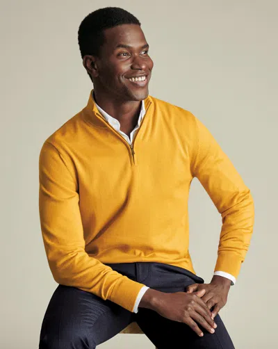 Charles Tyrwhitt Men's  Merino Zip Neck Sweater In Yellow