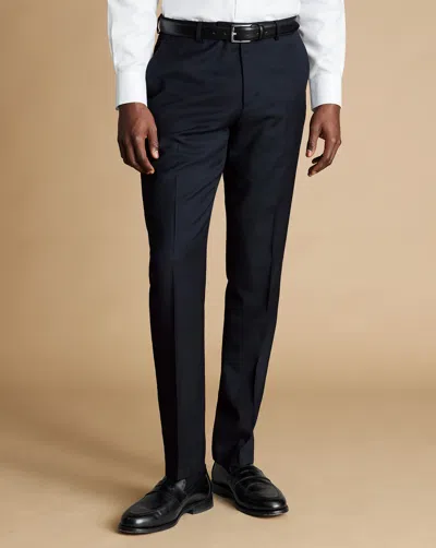 Charles Tyrwhitt Natural Stretch Twill Suit Trousers In Blue