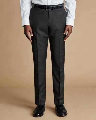 Charles Tyrwhitt Natural Stretch Twill Suit Trousers In Grey