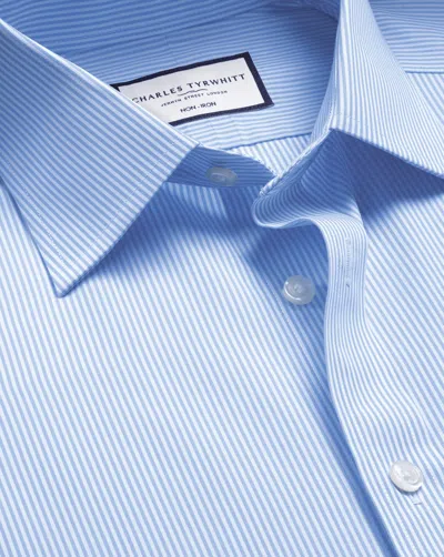 Charles Tyrwhitt Non-iron Bengal Stripe Cotton Dress Shirt In Blue