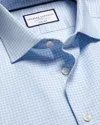 Charles Tyrwhitt Men's  Non-iron Linen Checkered Dress Shirt In Blue