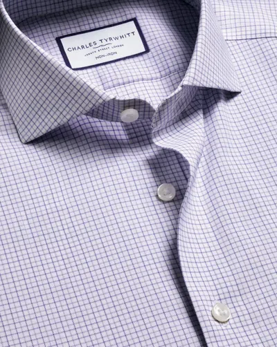 Charles Tyrwhitt Men's  Non-iron Performance Check Shirt In Purple