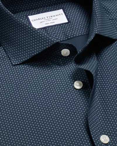 Charles Tyrwhitt Men's  Non-iron Performance Twill Geo Print Dress Shirt In Blue