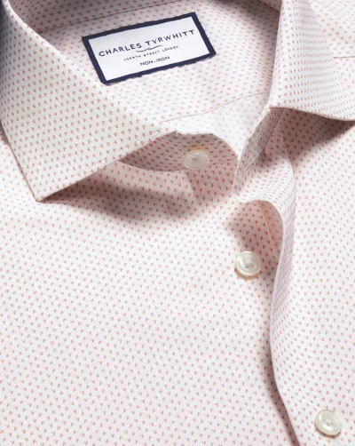 Charles Tyrwhitt Men's  Non-iron Performance Twill Print Dress Shirt In White