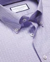 Charles Tyrwhitt Men's  Button-down Non-iron Oxford Checkered Dress Shirt In Purple