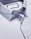 Charles Tyrwhitt Men's  Button-down Non-iron Oxford Checkered Dress Shirt In Blue