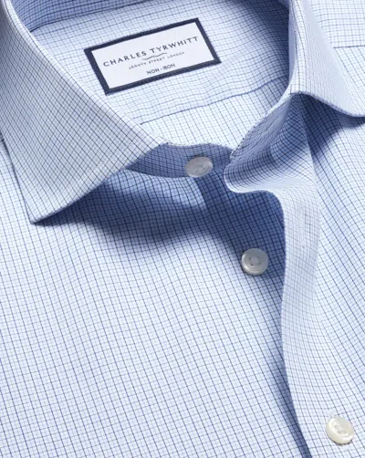 Charles Tyrwhitt Men's  Non-iron Poplin Check Shirt In Blue