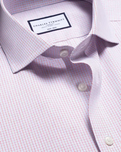 Charles Tyrwhitt Men's  Non-iron Poplin Check Shirt In Red