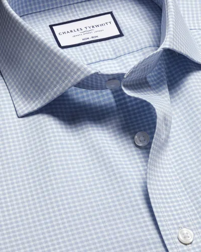 Charles Tyrwhitt Men's  Non-iron Poplin Gingham Shirt In Blue