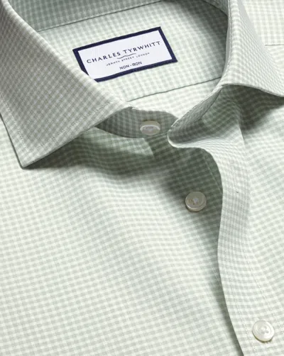 Charles Tyrwhitt Men's  Non-iron Poplin Gingham Shirt In Green