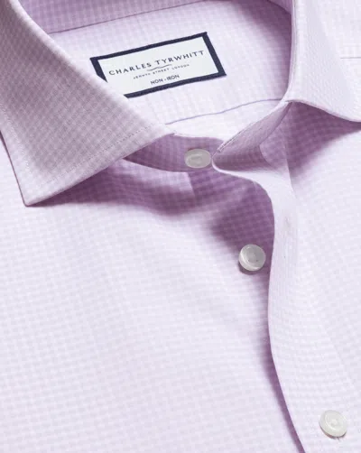Charles Tyrwhitt Men's  Non-iron Poplin Gingham Shirt In Purple