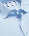 Charles Tyrwhitt Men's  Non-iron Poplin Short-sleeve Dress Shirt In Blue