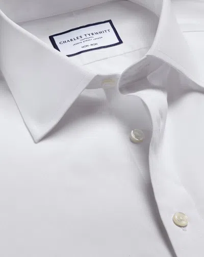 Charles Tyrwhitt Men's  Non-iron Poplin Short-sleeve Dress Shirt In White