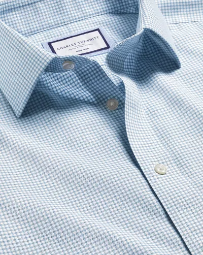 Charles Tyrwhitt Men's  Non-iron Royal Oxford Checkered Dress Shirt In Blue