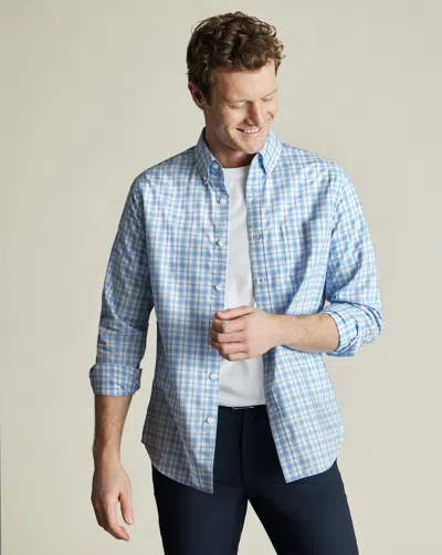 Charles Tyrwhitt Men's  Non-iron Stretch Check Shirt In Blue