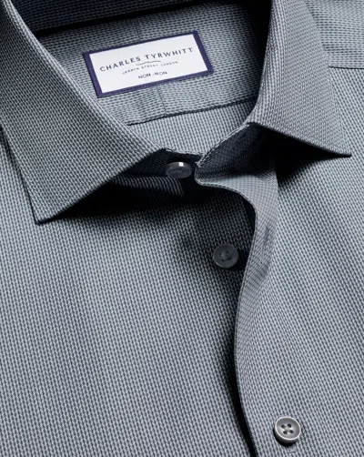 Charles Tyrwhitt Men's  Non-iron Stretch Chevron Texture Shirt In Blue
