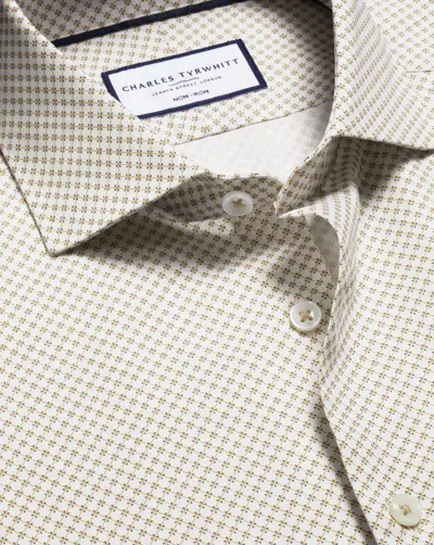 Charles Tyrwhitt Men's  Non-iron Stretch Geo Print Dress Shirt In Neutral