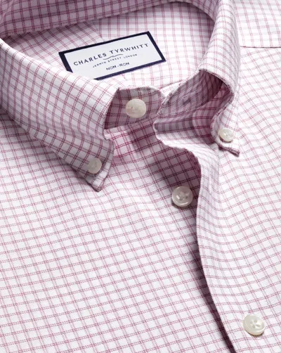 Charles Tyrwhitt Men's  Non-iron Stretch Oxford Check Shirt In Pink