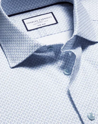 Charles Tyrwhitt Men's  Non-iron Stretch Paisley Print Dress Shirt In Blue