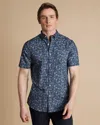 CHARLES TYRWHITT MEN'S CHARLES TYRWHITT NON-IRON STRETCH PAISLEY PRINT SHORT SLEEVE CASUAL SHIRT