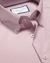 Charles Tyrwhitt Men's  Button-down Non-iron Oxford Stripe Dress Shirt In Red