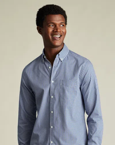 Charles Tyrwhitt Men's  Non-iron Stretch Poplin Check Shirt In Blue