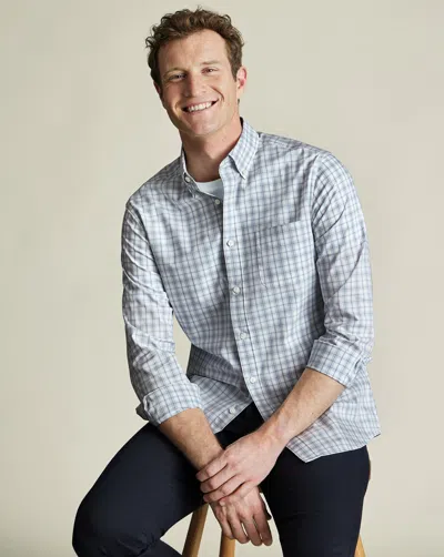 Charles Tyrwhitt Men's  Non-iron Stretch Poplin Check Shirt In Grey