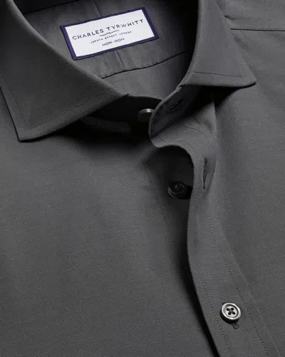 Charles Tyrwhitt Men's  Non-iron Stretch Poplin Shirt In Gray