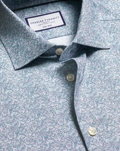 Charles Tyrwhitt Men's  Non-iron Stretch Print Shirt In Blue