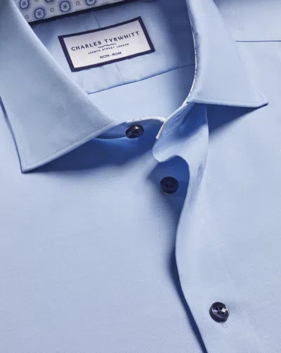 Charles Tyrwhitt Men's  Non-iron Stretch Printed Trim Shirt In Blue