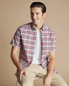 Charles Tyrwhitt Men's  Non-iron Stretch Short Sleeve Casual Shirt In Pink